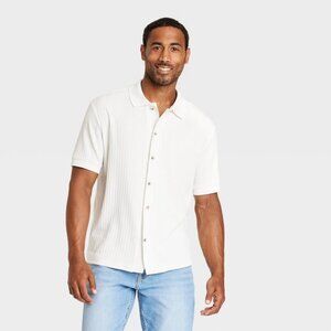 NEW Men's Full Button Polo Shirt - Goodfellow & Co™ Ivory XXL